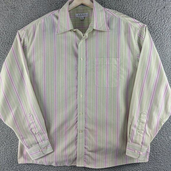 Enro Dress Shirt Mens‎ XXL Green Purple Non Iron Business Casual Office Wedding - Picture 1 of 10